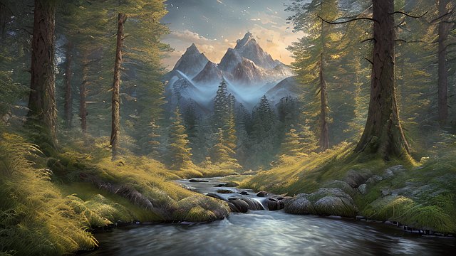 the most breathtaking award winning amazing 4k uhd detailed fascinating photo  forest mountain  intricate realistic details