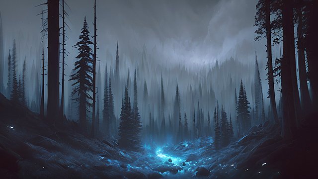 forest mountains, dark atmosphere
