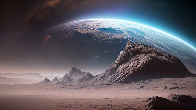 award winning photo of space landscape  intricate realistic details