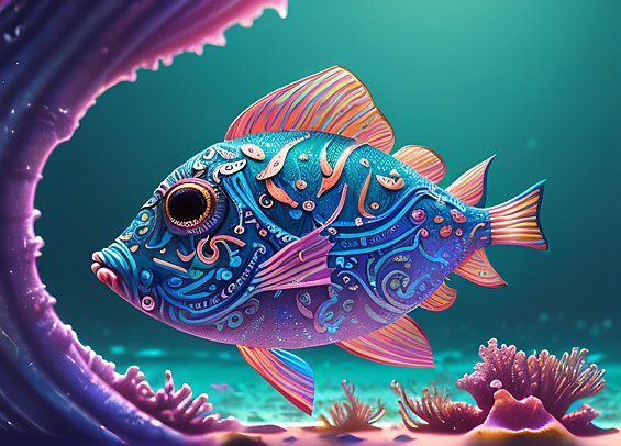 cute little fish in the sea  beautiful colorful  intricate details  dark background  award winning colorful painting