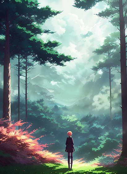 anime movie poster, wind, forest