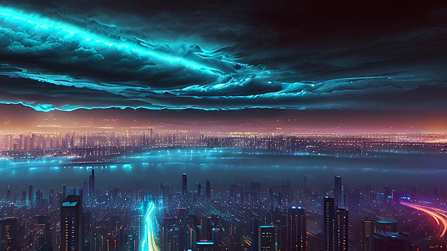 mesmerizing ultrarealistic photo of a modern city at night, neon, intricate realistic details, amazing clouds