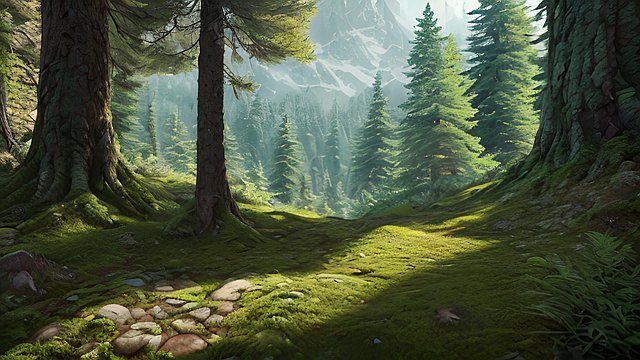 4k breathtaking photo of mountain forests  intricate realistic details