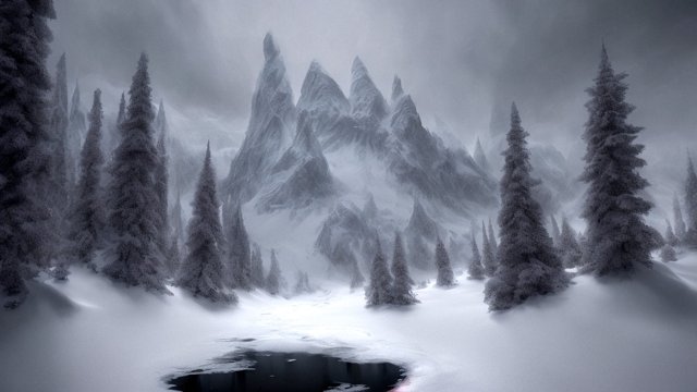 breathtaking painting of a mesmerizing dark fantasy snowland  high contrast  intricate realistic details  amazing atmosphere