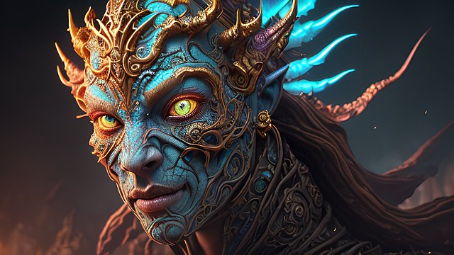 ethereal draconic face, beautiful colorful, intricate details, dark background, award winning colorful painting