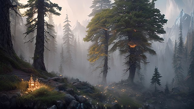 breathtaking amazing 4k photo  forest mountain  intricate realistic details