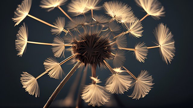 a dandelion with a dark background