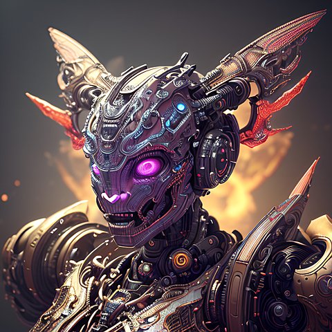 robotic demon  intricate details
