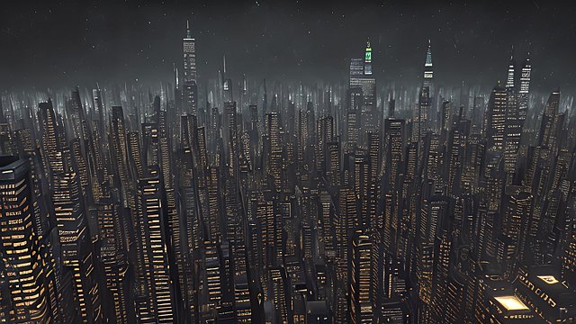 award winning dark cryptic deep breathtaking gaussian euler scatter photo of a city, high contrast, intricate realistic details
