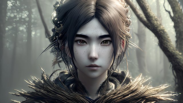 the most breathtaking award winning amazing 4k uhd detailed fascinating anime portrait of a dark forest  intricate realistic details  dark shades