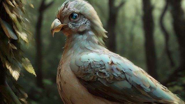 mesmerizing award winning portrait of a breathtaking bird in a forest  absolute masterpiece  intricate details  ultradetailed background