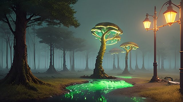 a cute little green octopus in the night