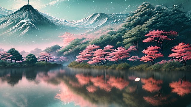 hyperdetailed beautiful landscape  japan