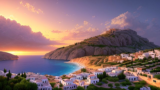 amazing shot of the greek mediterranean countryside - high-resolution  ultra-detailed  3D  hyper-realistic  photorealistic