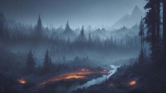 forest mountains, dark atmosphere