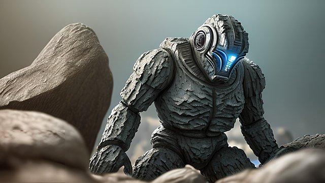 award winning ultradetailed ultramesmerizing photo of a stone golem around rocks  intricate ultrarealistic details