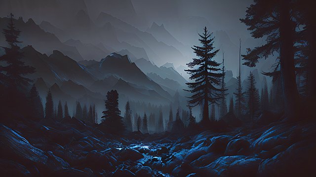 forest mountains, dark atmosphere