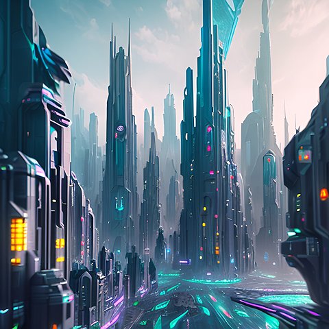 futuristic city beautiful intricate details