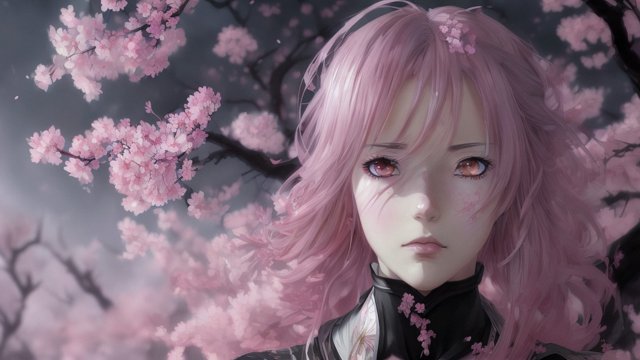 breathtaking anime drawing of cherry blossoms  dark atmosphere anime painting  anime manga style  manga style  anime style