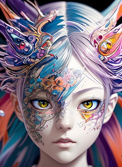 award winning extremely beautiful painting of an anime face, colorful ink, intricate details, movie poster