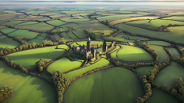 amazing shot of the english countryside - high-resolution  ultra-detailed  3D  hyper-realistic  photorealistic