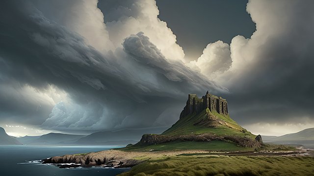 award winning photo of ireland, intricate realistic details, amazing clouds