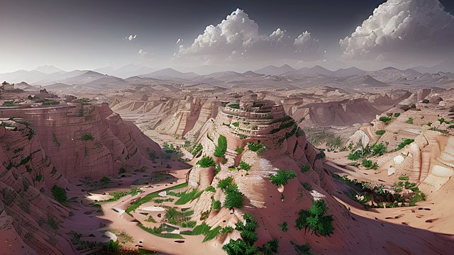 amazing shot of the algerian countryside - high-resolution  ultra-detailed  3D  hyper-realistic  photorealistic