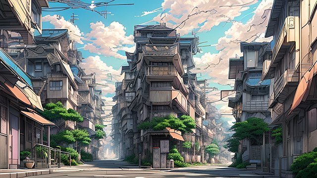 breathtaking anime painting of a street in an anime or manga style  manga