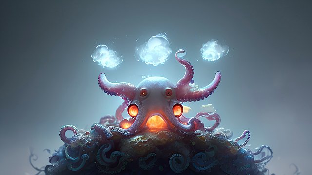 a cute little octopus in the night