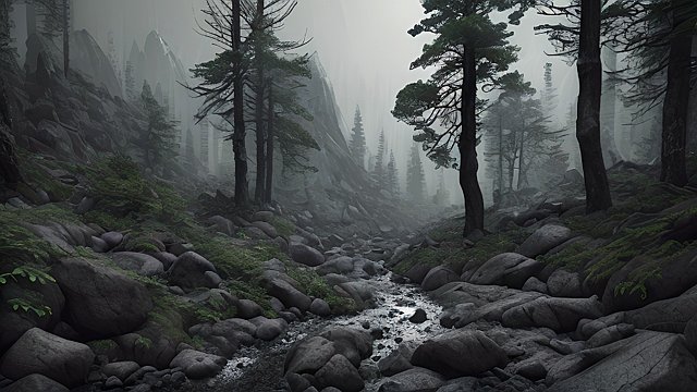 4k breathtaking photo of mountain forests  dark atmosphere