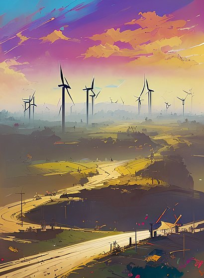 beautiful painting of the countryside with windmills