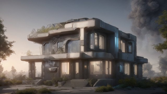 Futuristic single family home - high-resolution, ultra-detailed, hyper-realistic, photorealism 