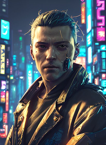 award winning portrait of a man in a cyberpunk tokyo  detailed background  wallpaper