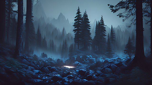 forest mountains, dark atmosphere