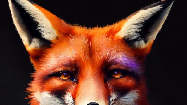 breathtaking portrait of a fox  colorful ink  black background  intricate details  dark shade