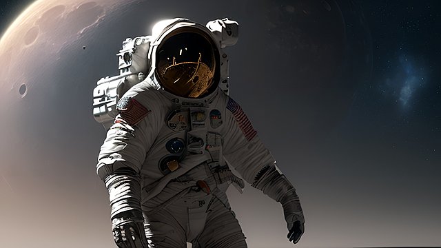 breathtaking shot of a man on the moon  intricate realistic details