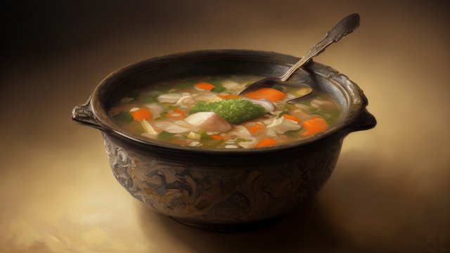 breathtaking painting of a soup, intricate details