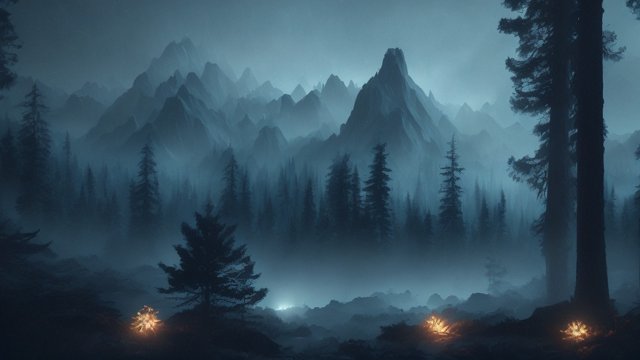 forest mountains, dark atmosphere