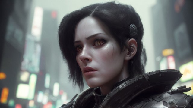 award winning ultra high quality octane portrait of an android in a futuristic tokyo  intricate realistic details  futuristic  dark background  high quality visual effects