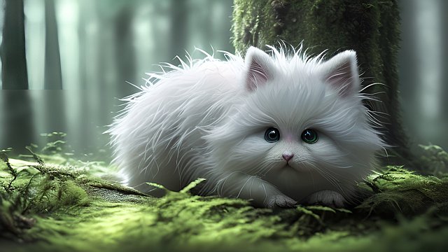 award winning mesmerizing photo of a cute fluffy creature in a forest