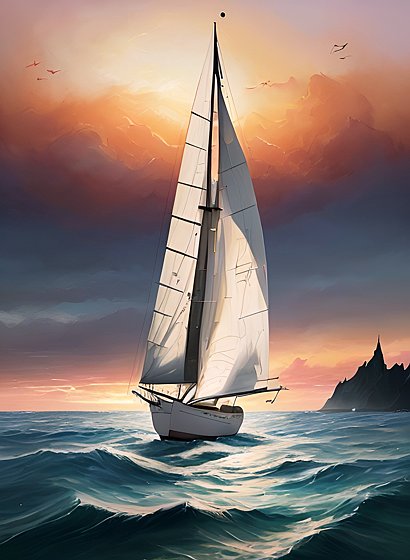 beautiful painting of a sailboat on the sea