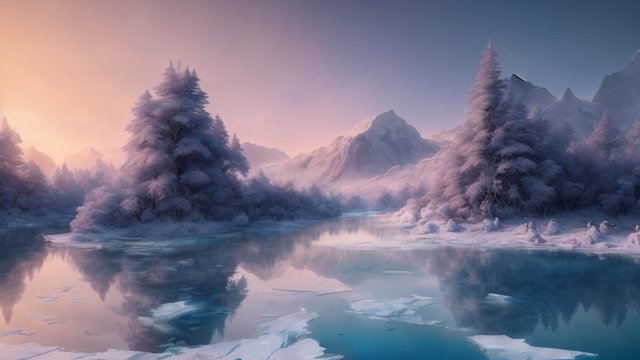 breathtaking 4k uhd photo of an ice lake  intricate realistic details