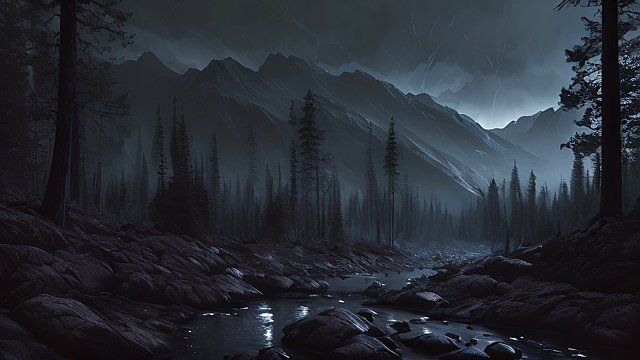 forest mountains, dark atmosphere