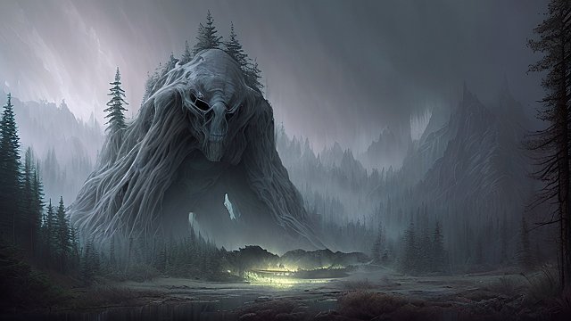 the most breathtaking gigantic ghost in forest mountain  absolutely stunning landscape