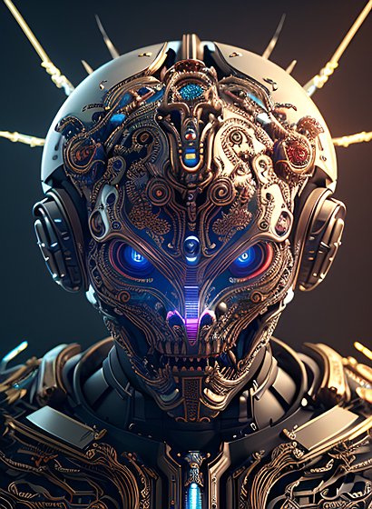 robotic demon   intricate details