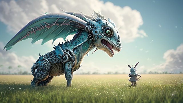a beautiful whimsical creature in a field