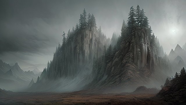 the most breathtaking gigantic ghost in forest mountain  absolutely stunning landscape