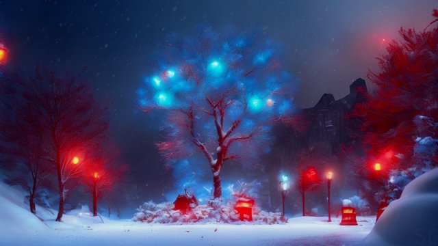 happy new year blue and red colors whith snow background