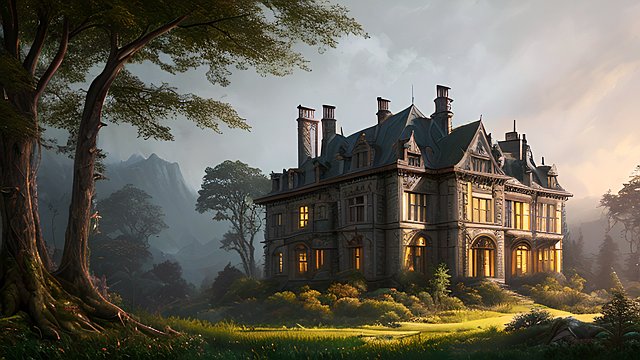 a manor on a hill