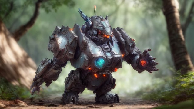 breathtaking octane render of an armored cyber little bird in a forest  intricate details